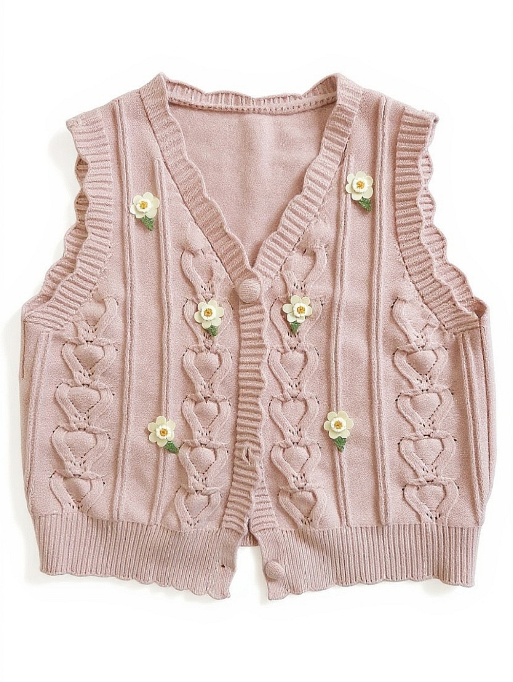 NEW! Boutique Pink Flower Knit Vest -Women